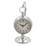 LITTON LANE Classic Aluminum Round Table Clock with Roman Numerals, 11 x 5 in. thumbnail 2