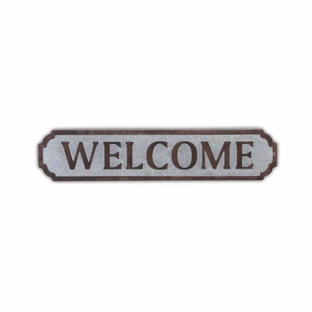Cheungs Welcome Horizontal Galvanized Steel Wall Sign - Rustic Farmhouse Decor