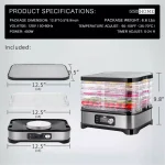 VIVOHOME 5-Tray Stainless Steel Food Dehydrator with Digital Timer and Temperature Control thumbnail 5