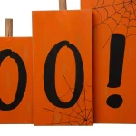 Glitzhome 20 in. Halloween Wooden BOO Standing Decor with Orange Pumpkin Design thumbnail 2