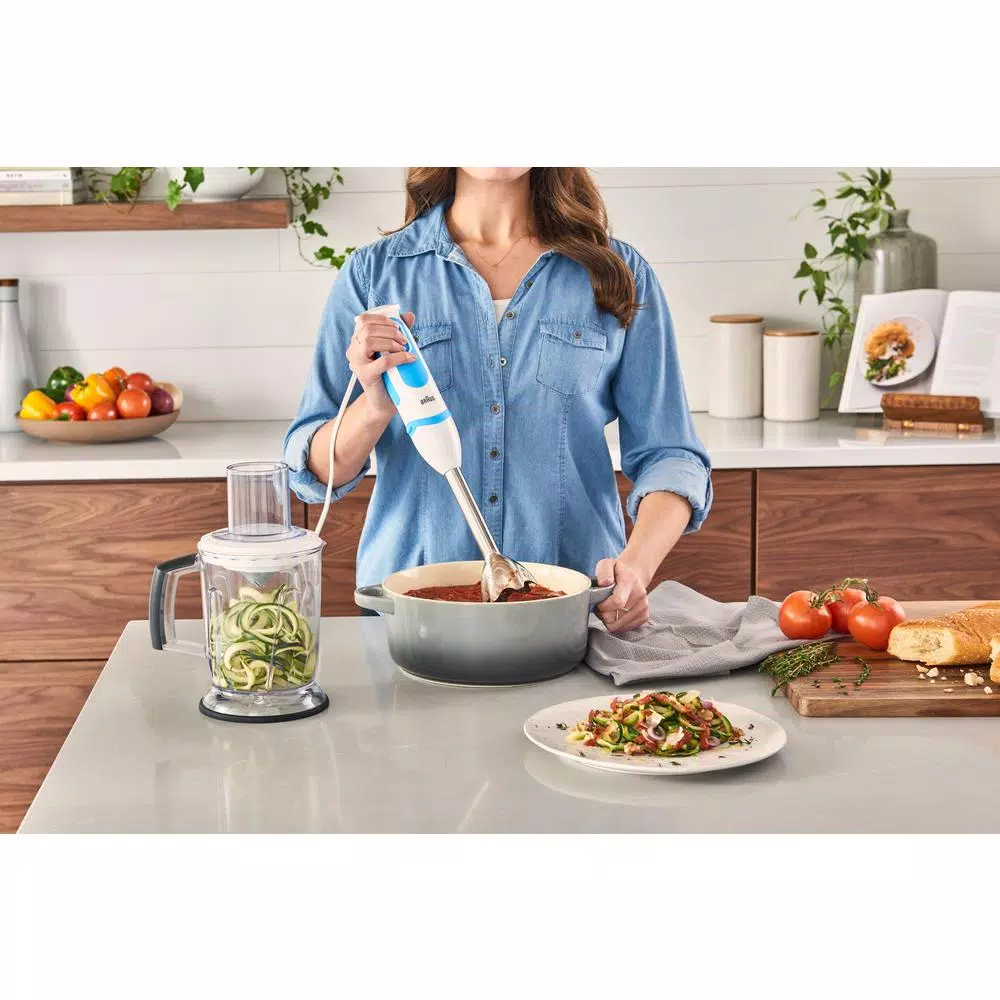 Braun MultiQuick 21-Speed White Spiralizer and Hand Blender Set with 5-Cup Chopper and Blender