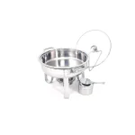 ExcelSteel 4 Qt. Professional Heavy Duty Stainless Steel Chafing Dish Set with Vented Glass Lid thumbnail 1