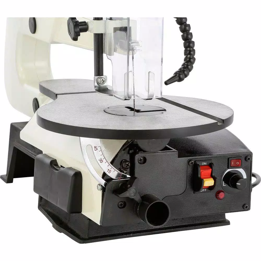 Shop Fox 16 in. Variable Speed Scroll Saw with Foot Switch, LED Light, and Rotary Shaft Attachment