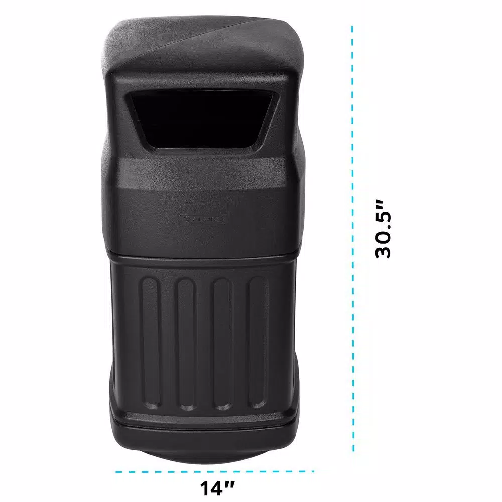 Alpine Industries 16 Gal. Black Open Dome Top Commercial Trash Can, Indoor/Outdoor