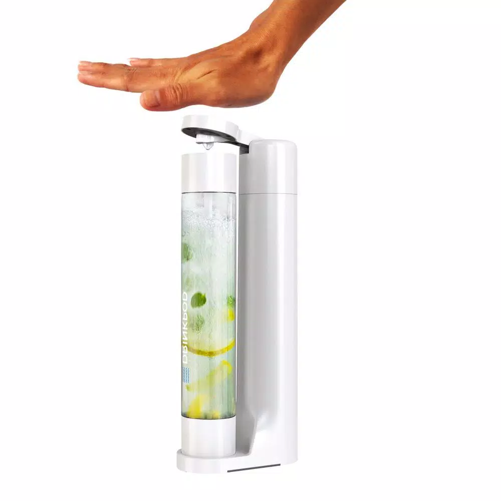 Drinkpod FIZZPod One Touch Sparkling Soda Maker Machine with 3 PET Bottles, White