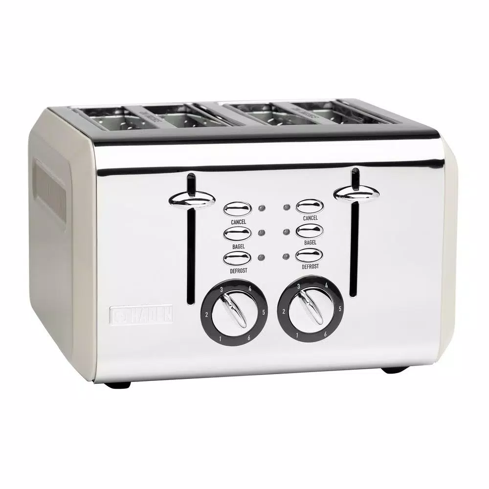 Haden Cotswold 4-Slice Wide Slot Retro Toaster, 1500W, Putty