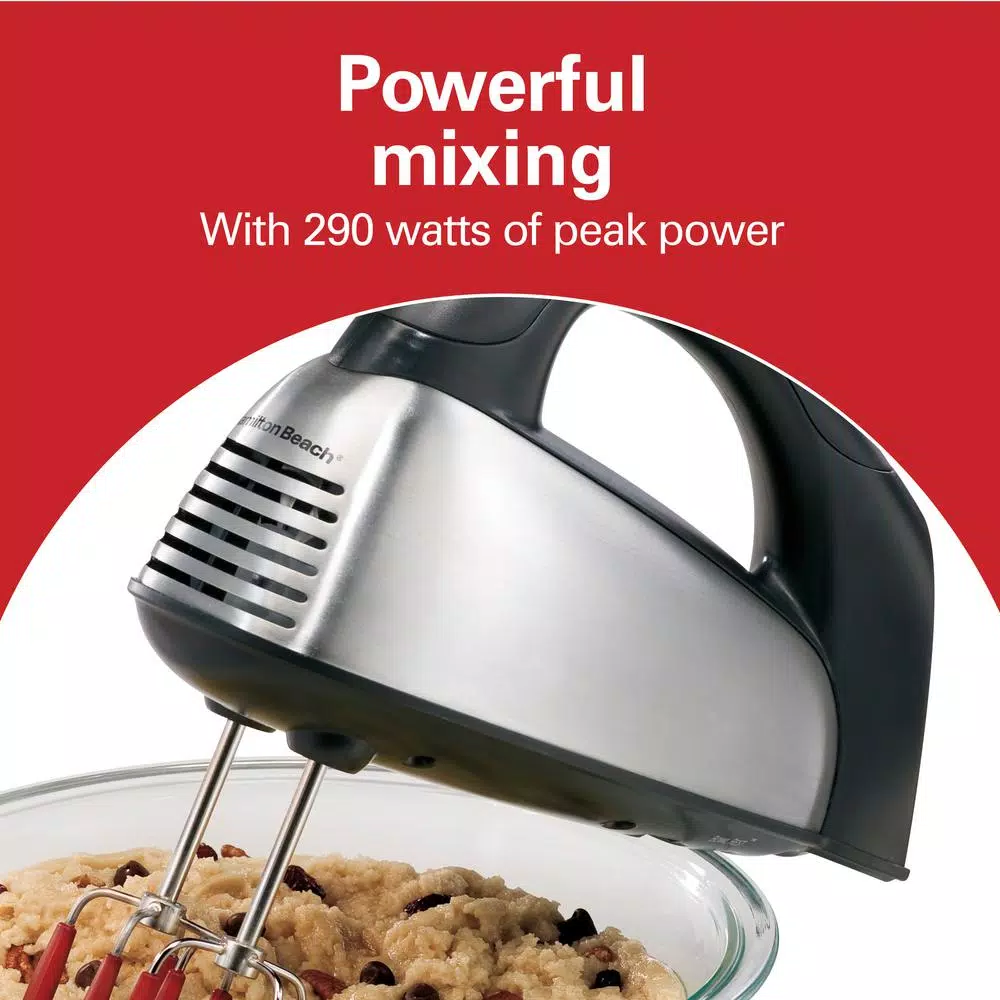 Hamilton Beach SoftScrape 6-Speed Stainless Steel Hand Mixer with Snap-On Storage Case
