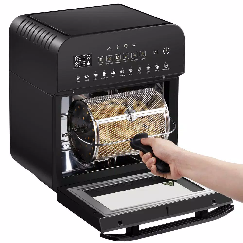 GoWISE USA Go WISE 12.7 Qt. Air Fryer Oven with Rotisserie, Dehydrator & 11 Presets, 1600W, Black