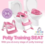 Babyloo Bambino 3-in-1 Convertible Toddler Potty Trainer and Step Stool - Pink thumbnail 5
