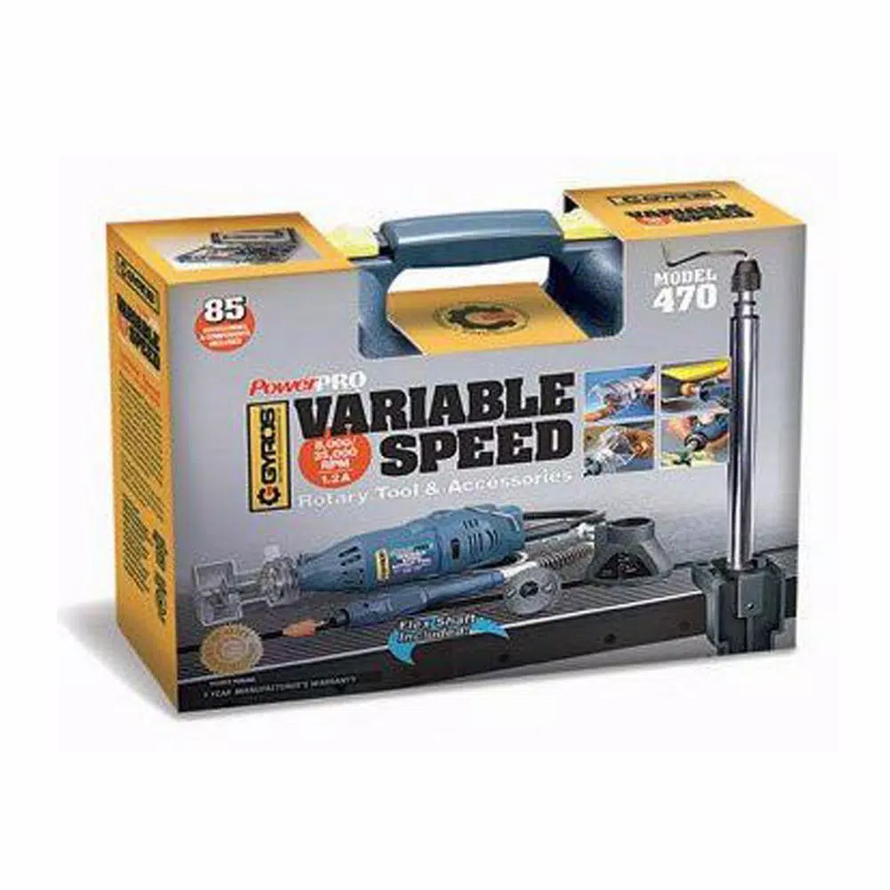 Gyros PowerPro Variable Speed Rotary Tool Kit with 85 Accessories