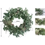 Glitzhome 24 in. Green Artificial Eucalyptus Wreath with Frosted Leaves and Grapevine Base thumbnail 6