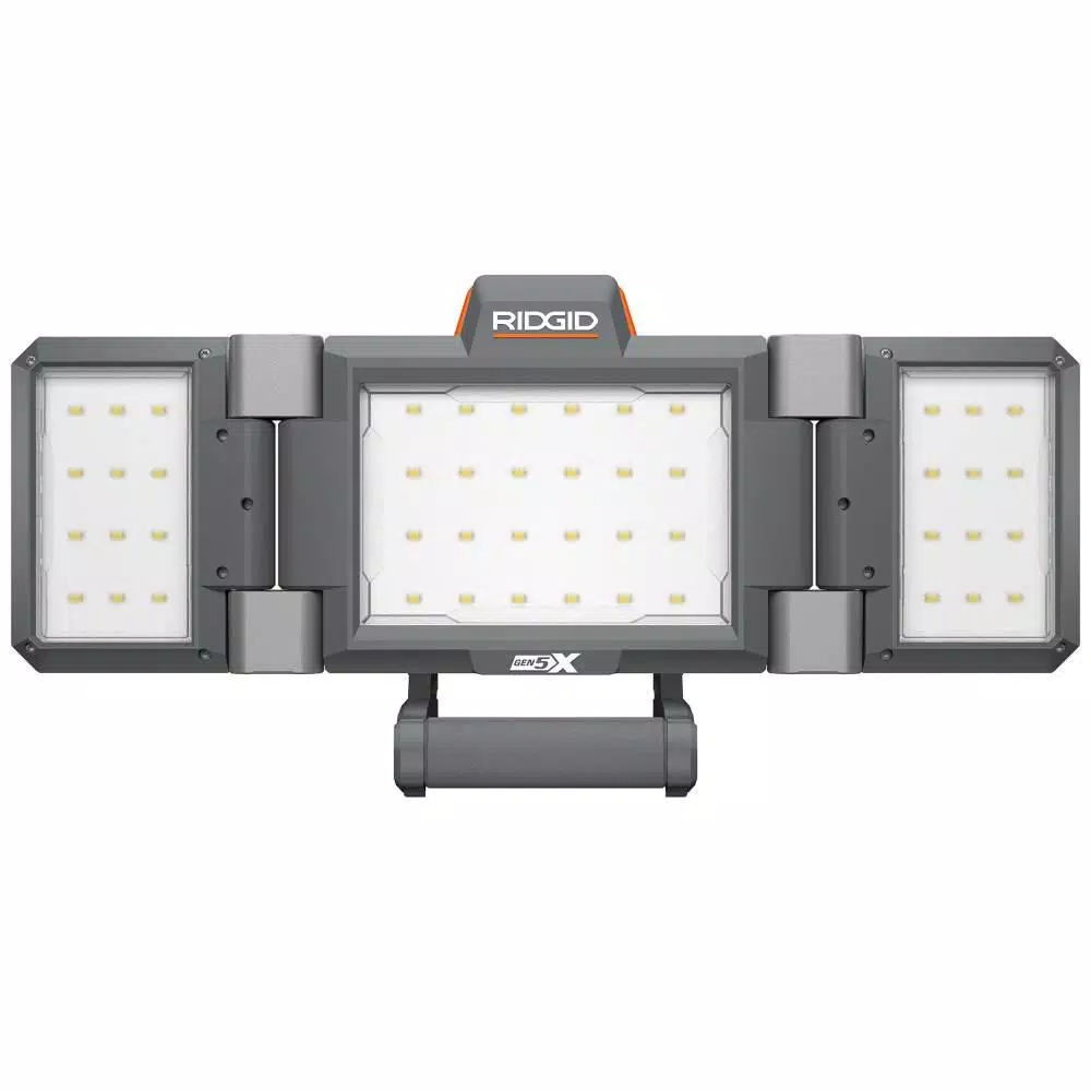 RIDGID 18V Hybrid Folding Panel LED Work Light Kit with 2.0 Ah Battery and Charger