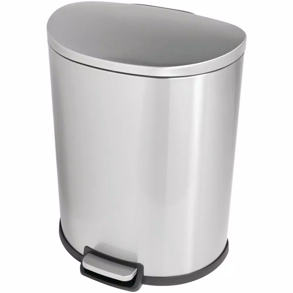 StyleWell 13 Gal. Stainless Steel D-Shaped Step-On Trash Can with Removable Liner