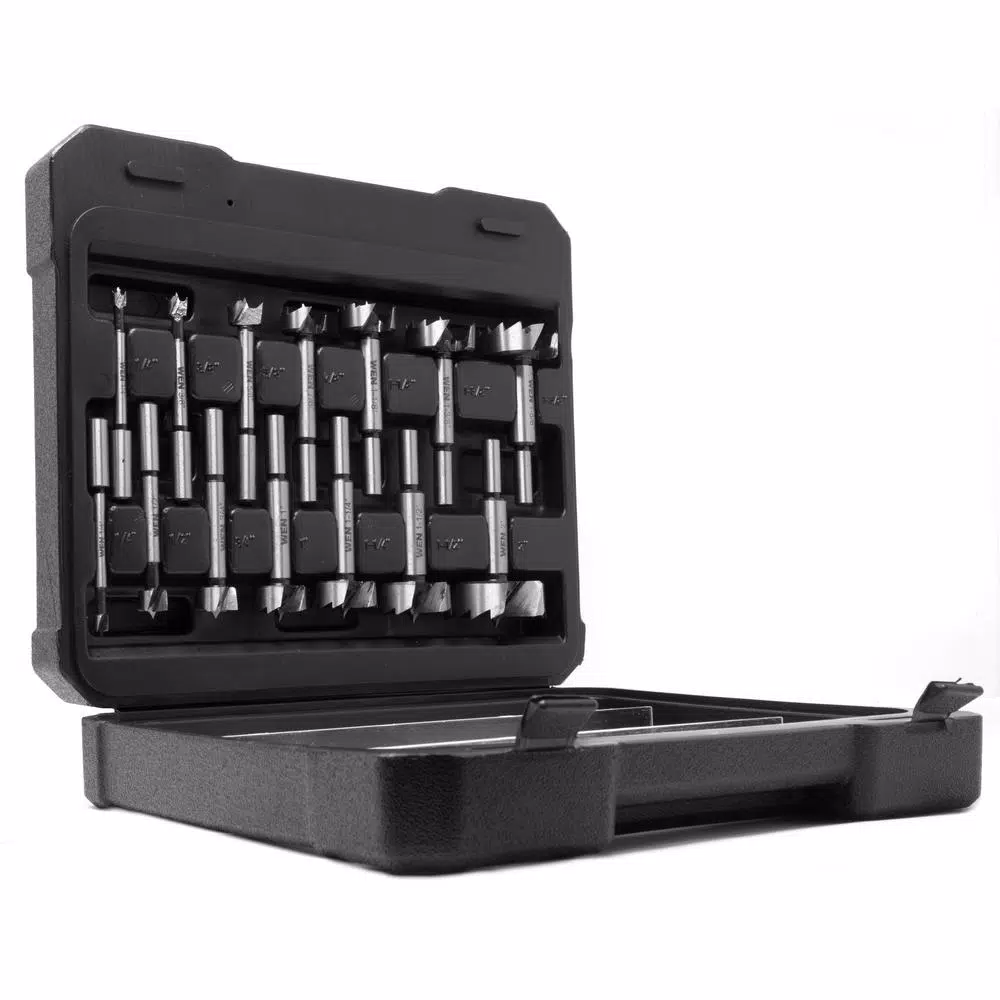 WEN 14-Piece Forstner Bit Set with Carrying Case, High Carbon Steel