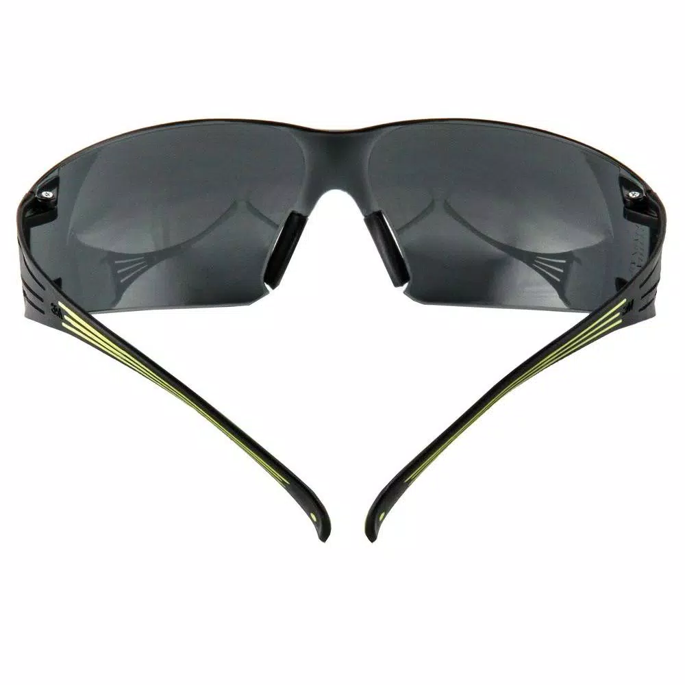 3M SecureFit 400 Series Safety Glasses - Black/Neon Green Frame with Gray Anti-Fog Lenses