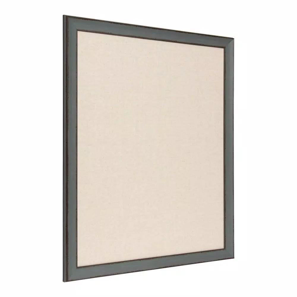 Kate and Laurel Kenwick Gray Framed Linen Fabric Pinboard Memo Board, Farmhouse Style
