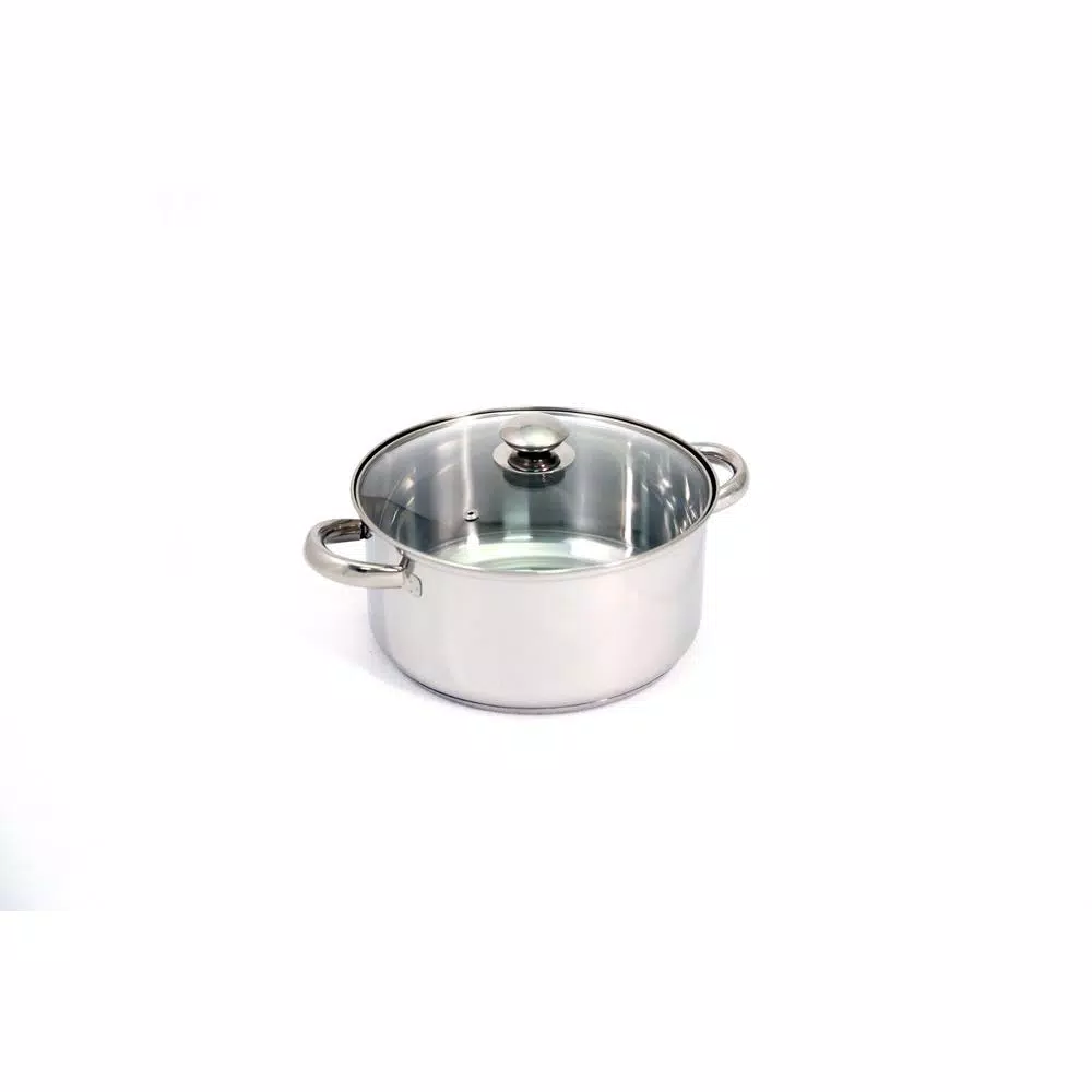 ExcelSteel 7-Piece Stainless Steel Cookware Set with Tempered Glass Lids - Induction Ready
