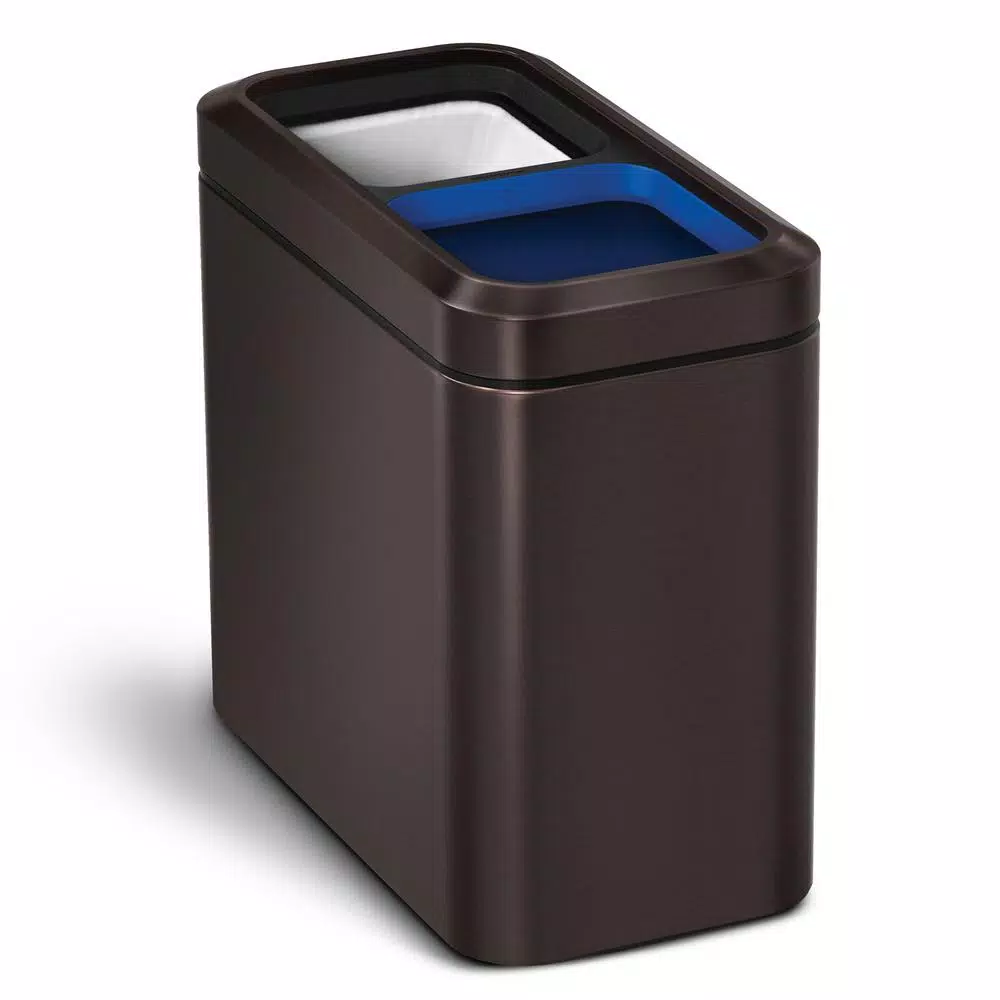 simplehuman 20L Slim Open Top Recycling Trash Can, Dark Bronze Stainless Steel