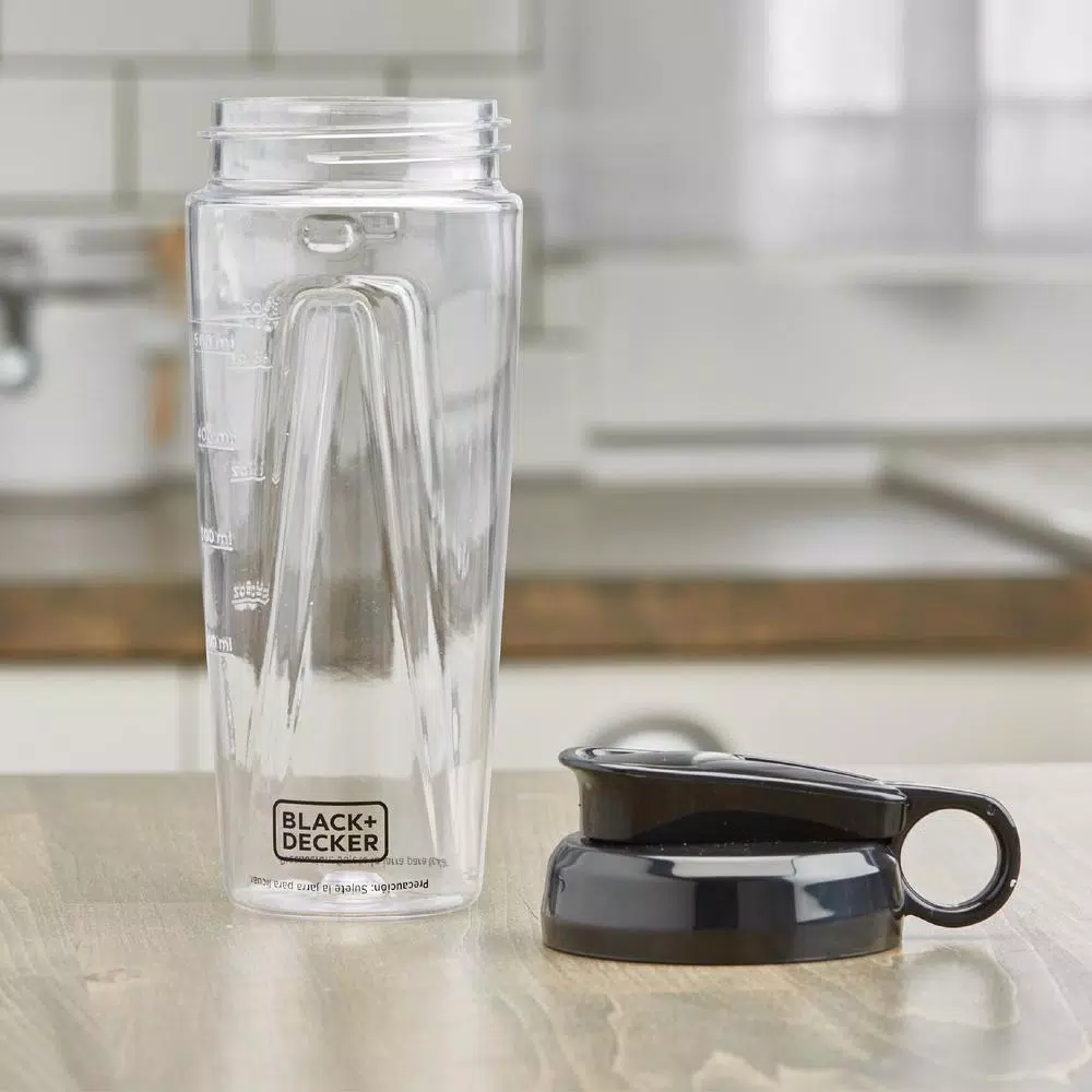 BLACK+DECKER Replacement 18 oz. Tritan Personal Blender Jar with Travel Lid, Black