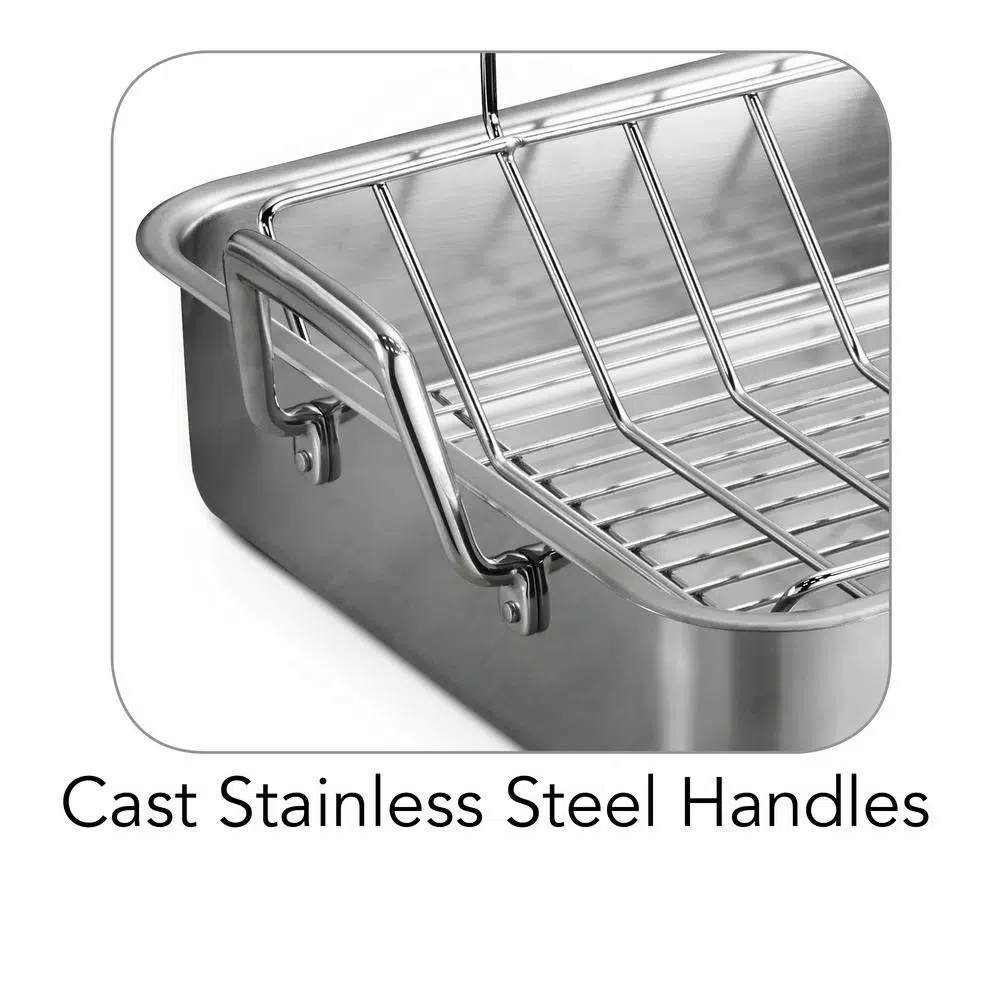 Tramontina Gourmet Prima 9.5 Qt. Stainless Steel Roasting Pan with Basting Grill and V-Rack