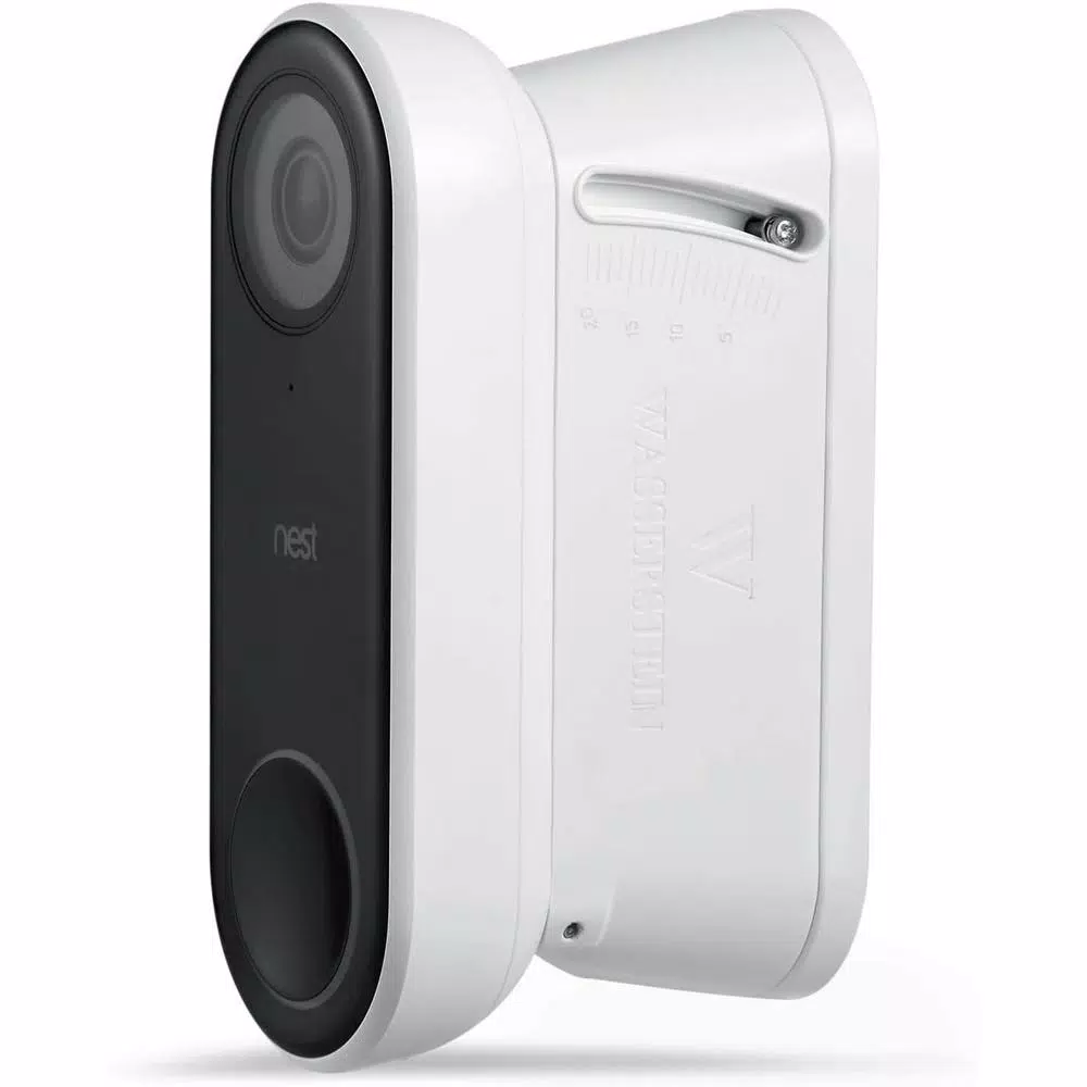 Wasserstein Adjustable Vertical Wall Mount Kit for Google Nest Hello Video Doorbell, White