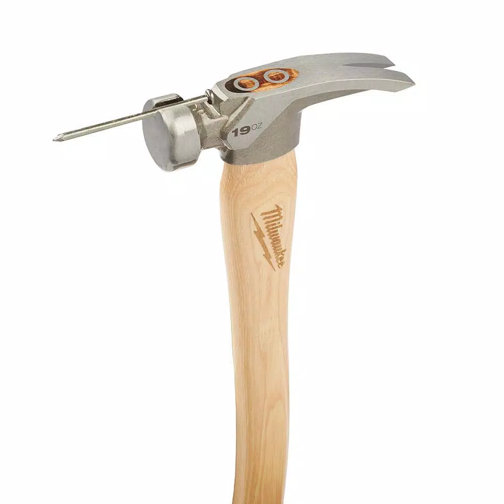 Milwaukee 19 oz. Smooth Face Hickory Wood Framing Hammer with Magnetic Nail Set