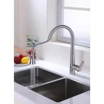Vanity Art Brushed Nickel Single-Handle Pull-Down Kitchen Faucet with Sprayer Wand thumbnail 7