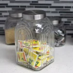 Unbranded Heritage 4.8 L Glass Kitchen Canister with Brushed Stainless Steel Lid thumbnail 1