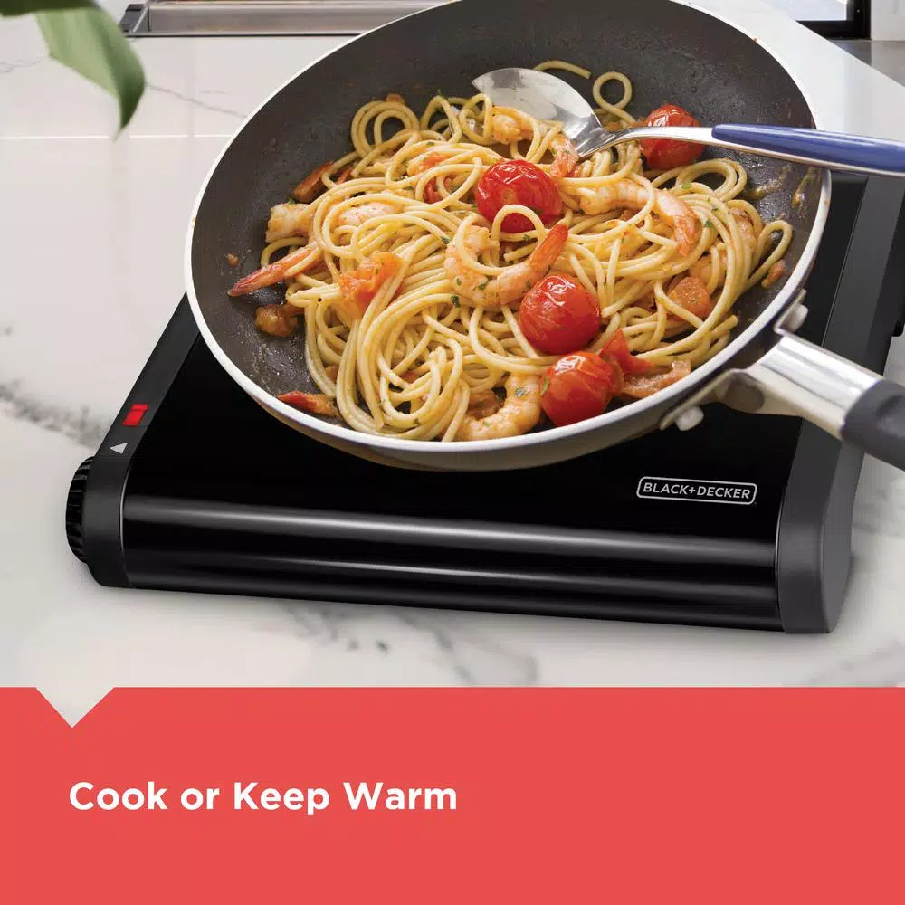 BLACK+DECKER 6 in. Single Burner Portable Hot Plate with Variable Temperature Control, Black