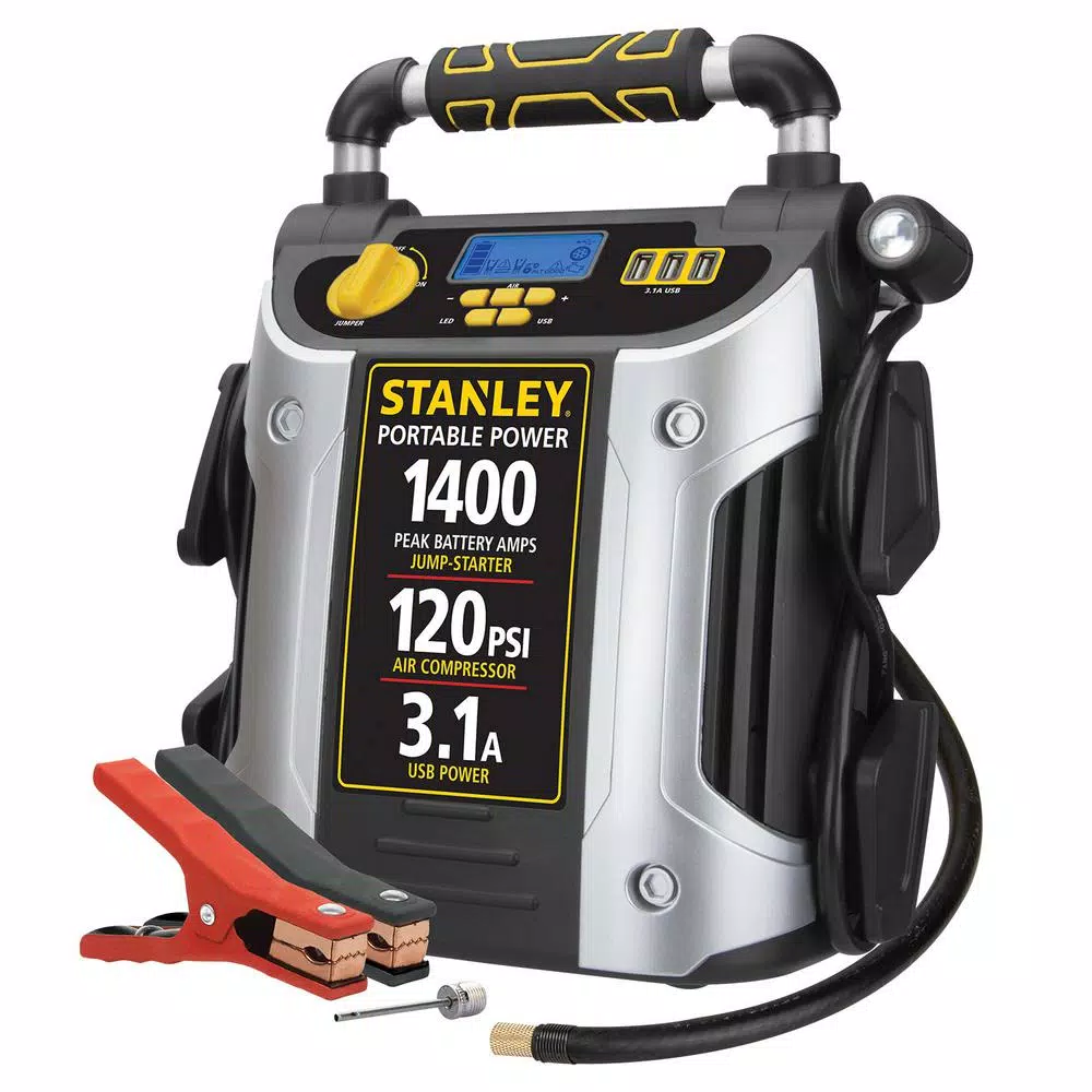 Stanley J7C09D 1400 Peak Amp Jump Starter with 120 PSI Digital Compressor and USB Power Station