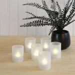 LUMABASE Flameless Votive Candles with Frosted Plastic Holders, Warm White LED, 6 Count thumbnail 2