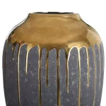 StyleCraft Marloe Charcoal and Gold Ceramic Table Vase, Contemporary Urn Style thumbnail 4