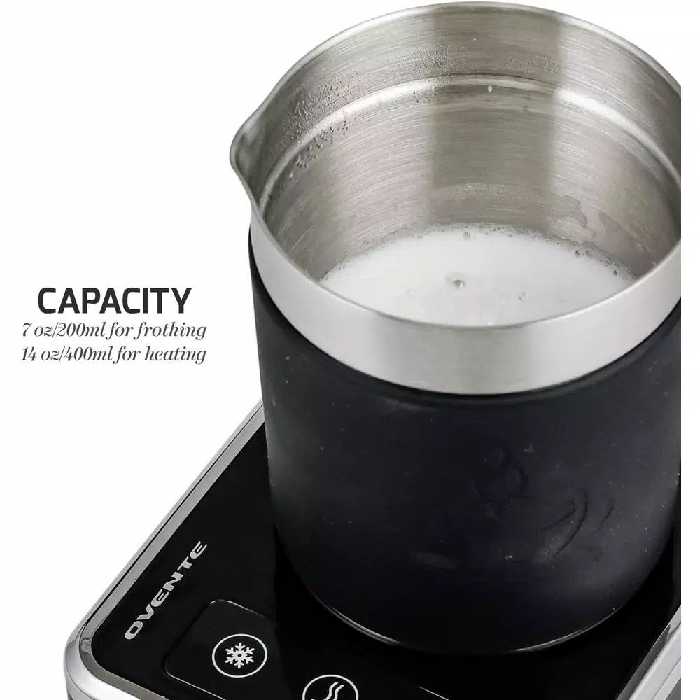 OVENTE 7 oz. Stainless Steel Milk Frother with Induction Base, 600W Hot and Cold Frother