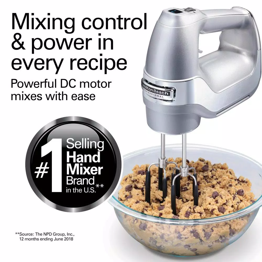 Hamilton Beach Professional 7-Speed Electric Hand Mixer with SoftScrape Beaters and Storage Case, Silver