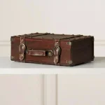 Vintiquewise Antique Style Small Wooden Treasure Box - Rustic Decorative Suitcase with Handle thumbnail 1
