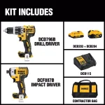 DEWALT 20V MAX XR Brushless Hammer Drill and Impact Driver Combo Kit with (2) Batteries & Charger thumbnail 2