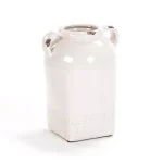 Zentique Large White Ceramic Ginger Jar Vase with Handles - Distressed Crackle Finish thumbnail 3