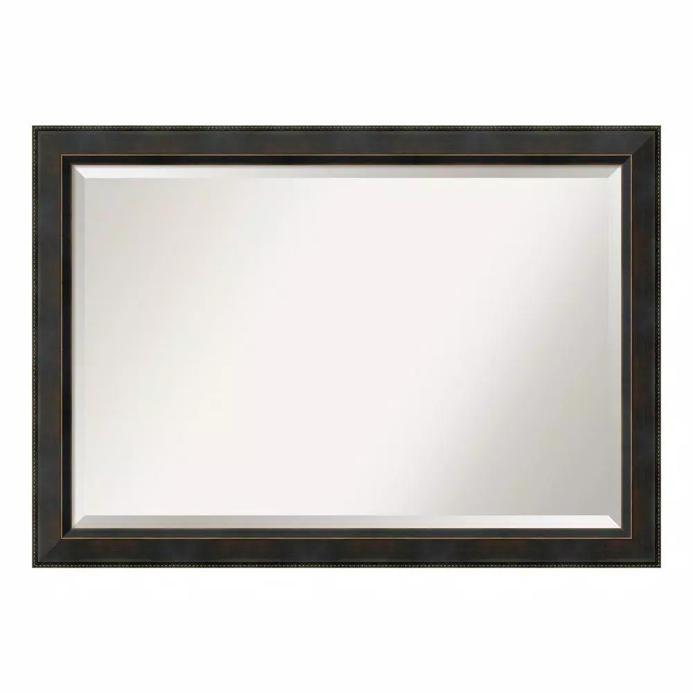 Amanti Art Signore 40.5 in. W x 28.5 in. H Rectangular Beveled Edge Wood Bathroom Vanity Mirror in Bronze