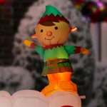 Home Accents Holiday 12 ft Airblown Inflatables Merry Christmas Sign Scene with Santa, Elf, and Presents thumbnail 5