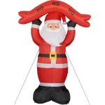 Fraser Hill Farm 10 ft. Santa Claus Inflatable with HO HO HO Sign and White Lights thumbnail 10