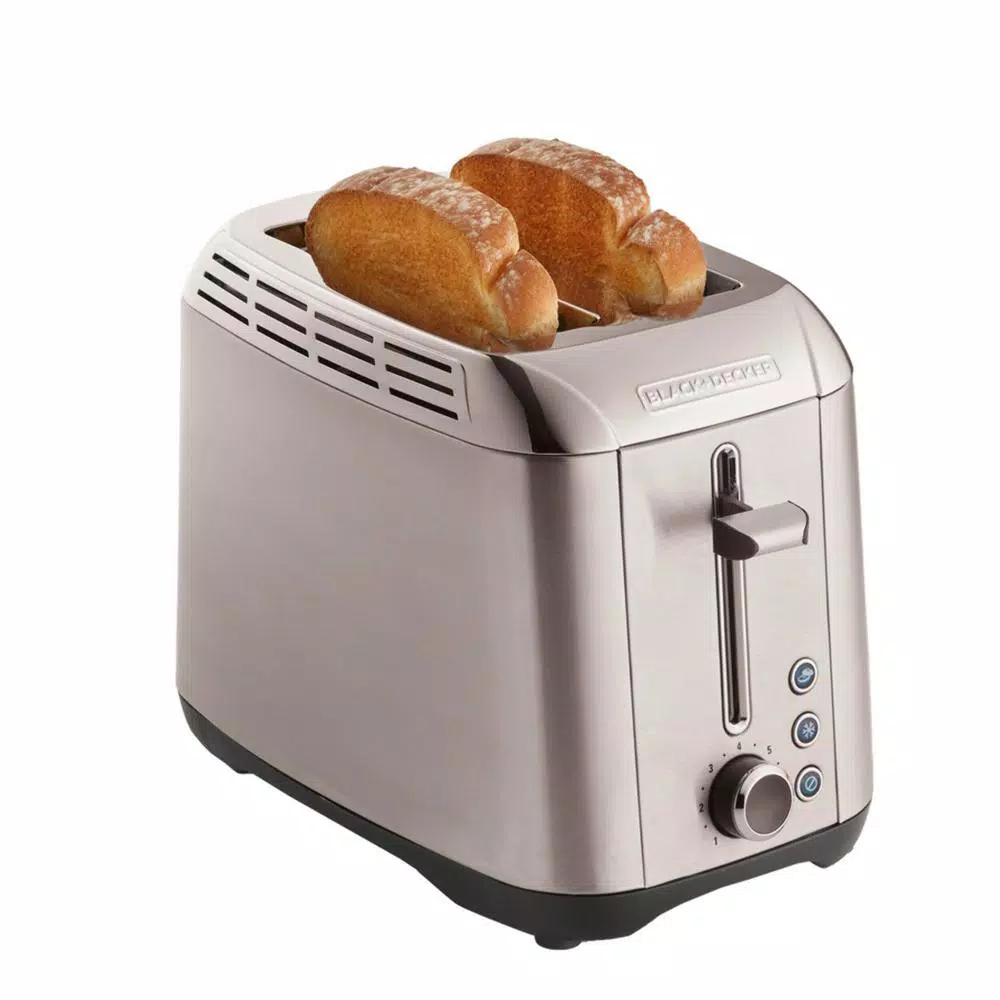 BLACK+DECKER Rapid Toast 2-Slice Stainless Steel Wide Slot Toaster, 1200W