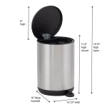 Household Essentials Taos 1.3 Gallon Round Stainless Steel Step Trash Can with Fingerprint Resistant Finish thumbnail 5