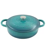 Crock-Pot Artisan 5 Qt. Enameled Cast Iron Braiser Pan with Self-Basting Lid, Teal thumbnail 1