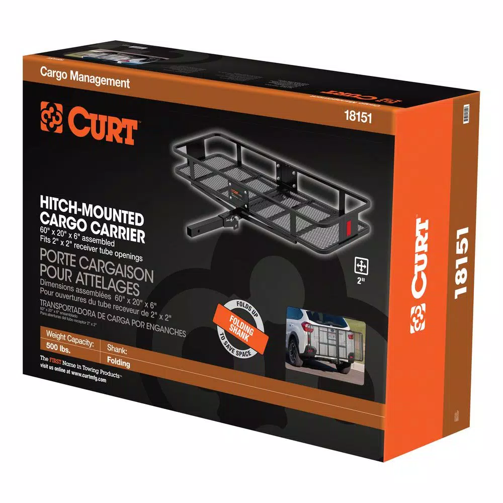 CURT Steel Wide Basket Style Hitch Cargo Carrier, 500 lb. Capacity, 2 in. Receiver