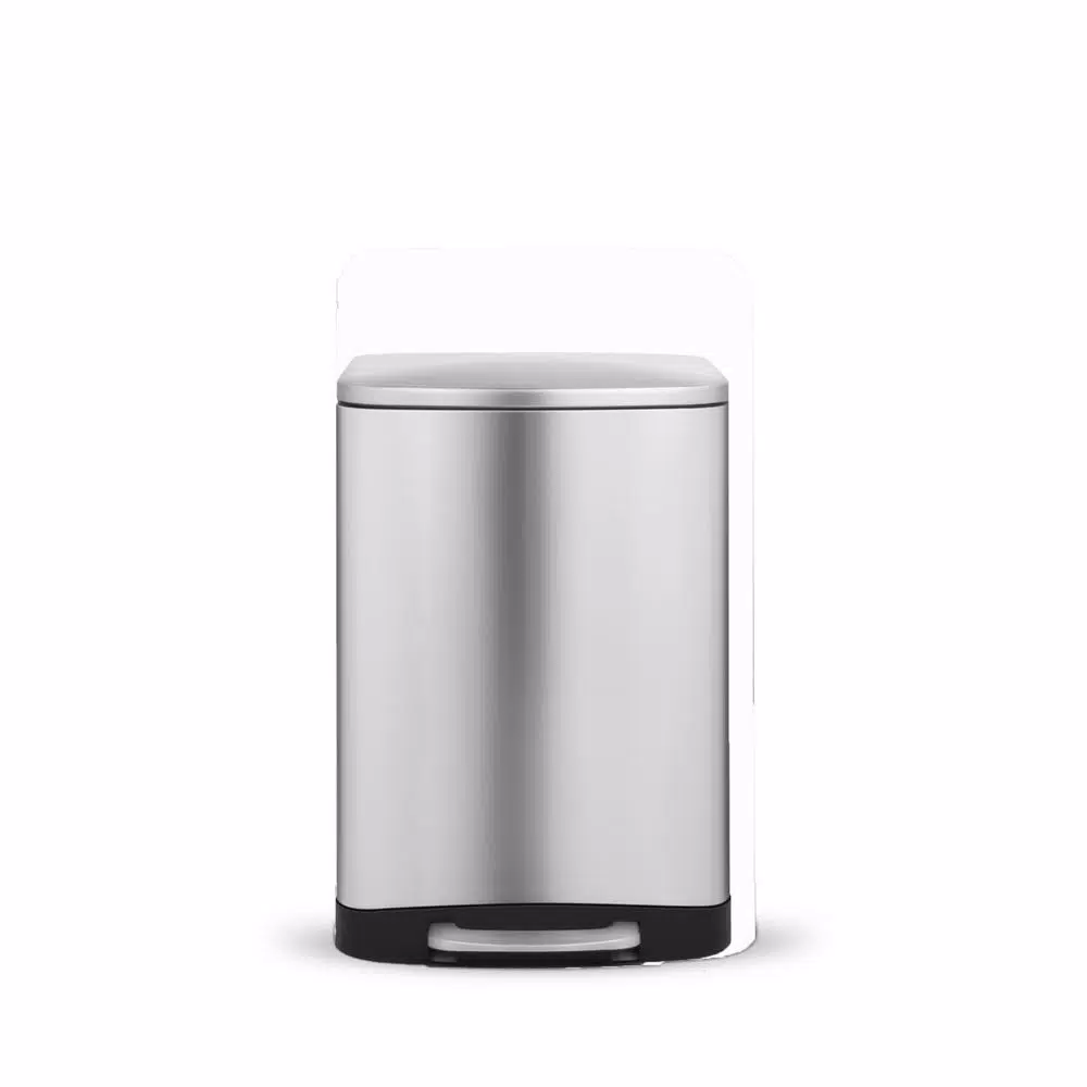 Innovaze 1.6 Gal. Brushed Stainless Steel Rectangular Step-On Trash Can with Fingerprint-Free Finish