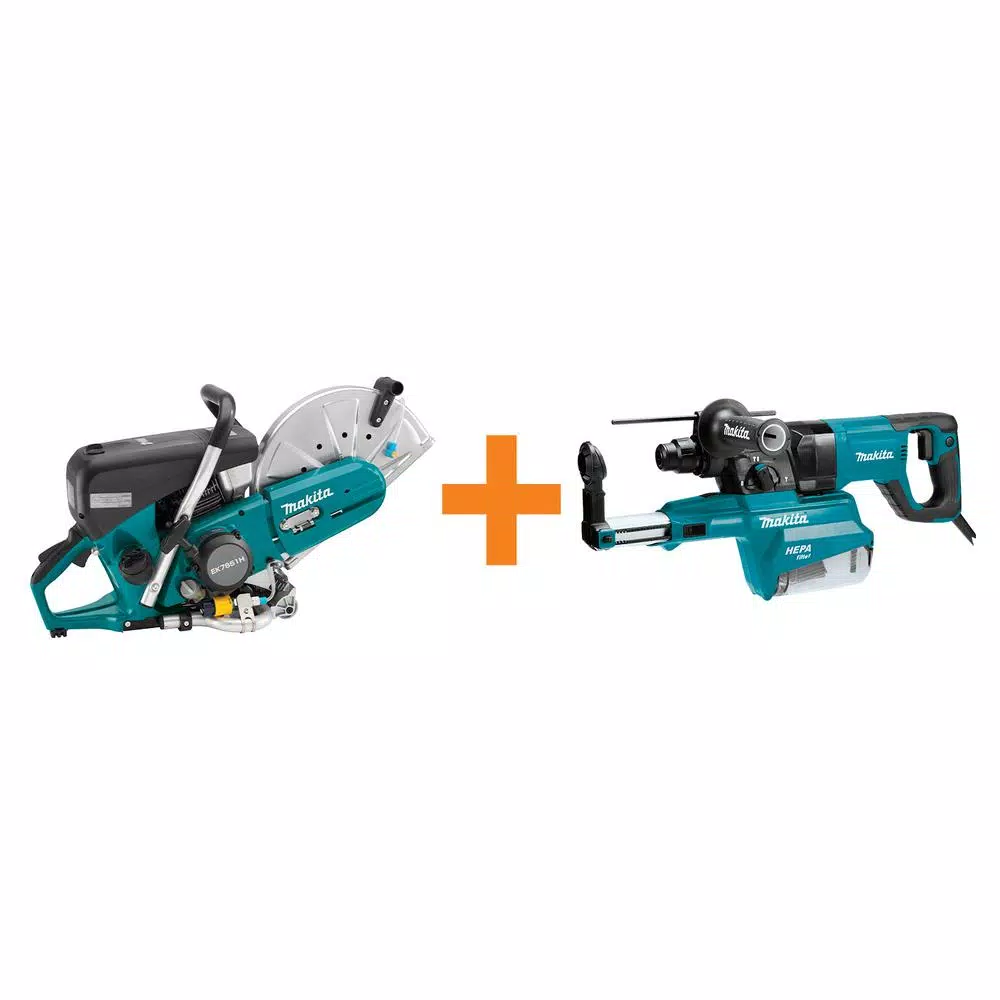 Makita 14 in. 76 cc 4-Stroke Gas Saw Bundle with HR2661 Rotary Hammer & HEPA Dust Extractor