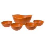 Unbranded EVO Sustainable Goods Orange Wood-Plastic Composite Serving Bowl Set, 5-Piece thumbnail 1