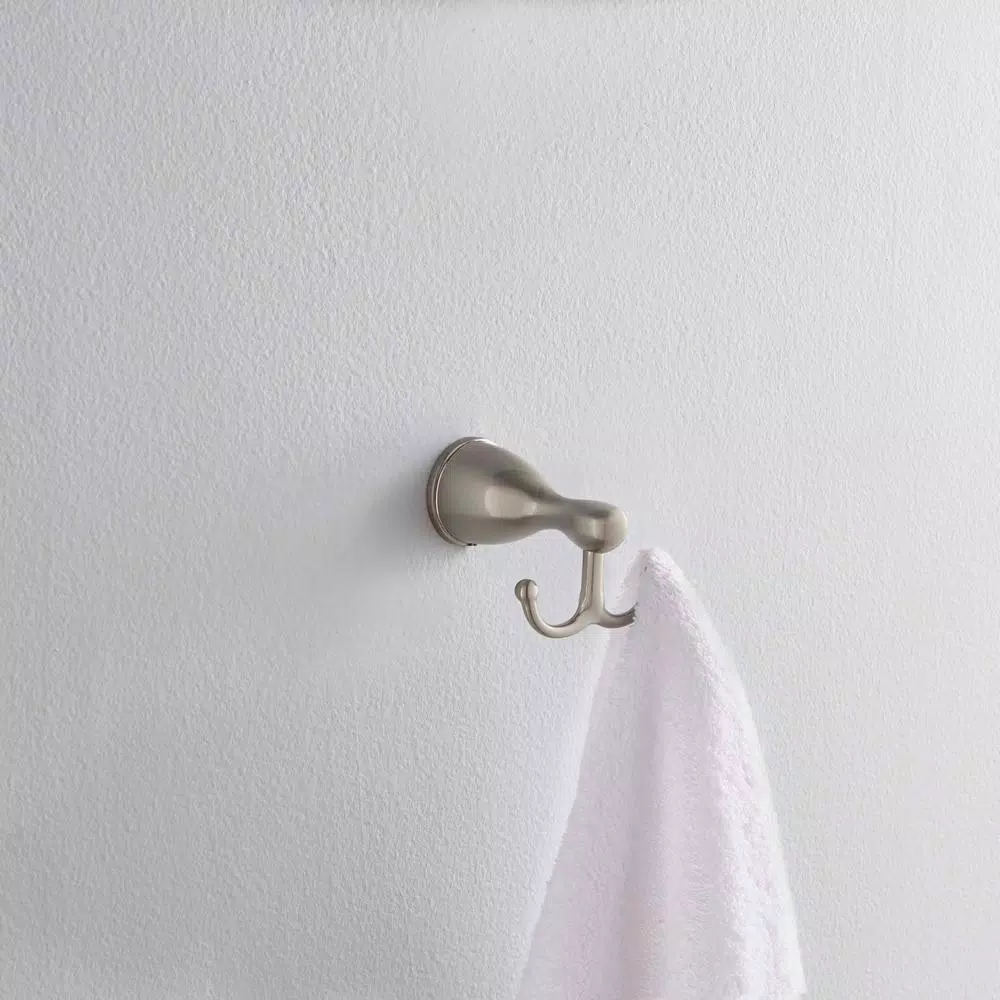 Glacier Bay Builders Double Robe Hook, Brushed Nickel