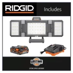 RIDGID 18V Cordless Hybrid Folding Panel Light Kit with 1.5 Ah Battery and Charger, 2500 Lumens thumbnail 2