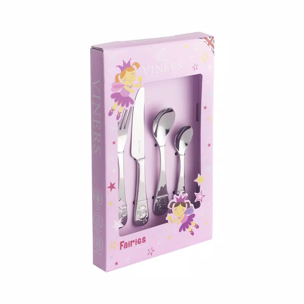 Viners Fairies 4-Piece Stainless Steel Kids Cutlery Set with Gift Box